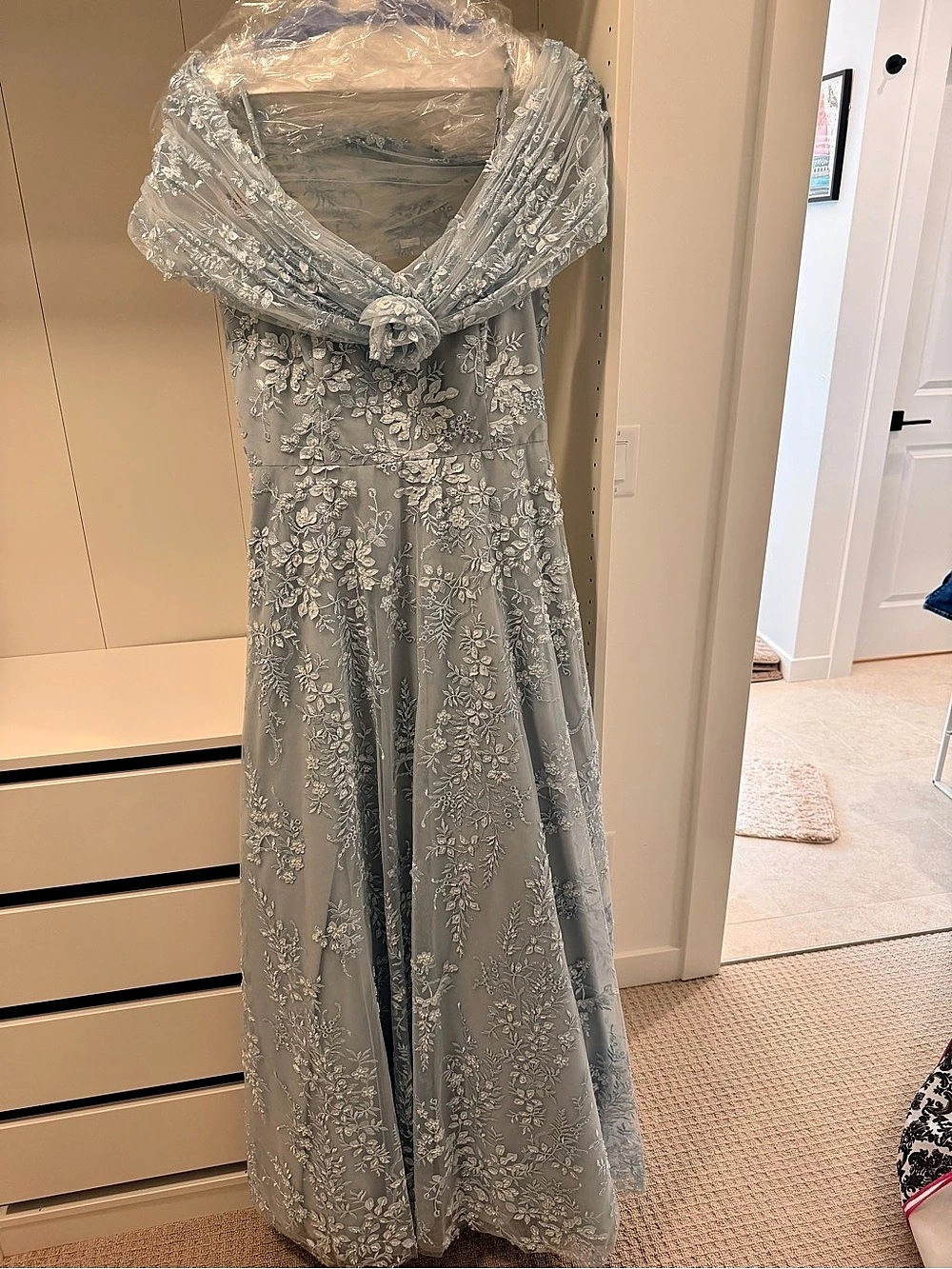 Morilee MGNY Light Blue Formal Evening Dress Style 73101 Size 12